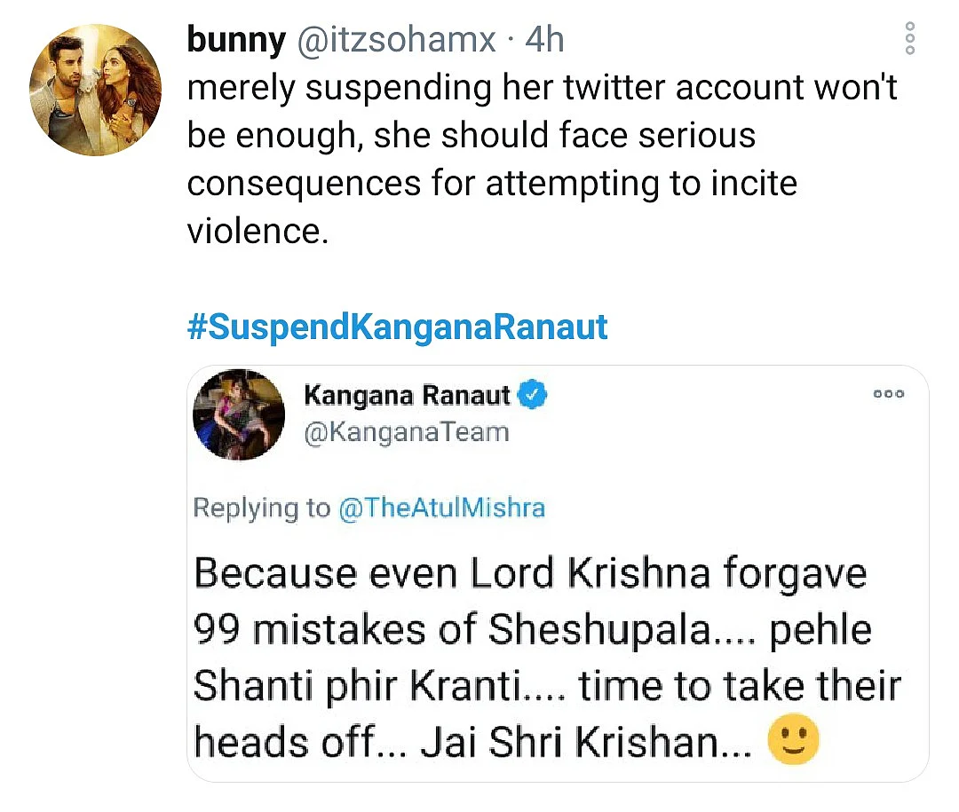 Twitterati Lobbies for Suspension of Kangana Ranaut’s Account