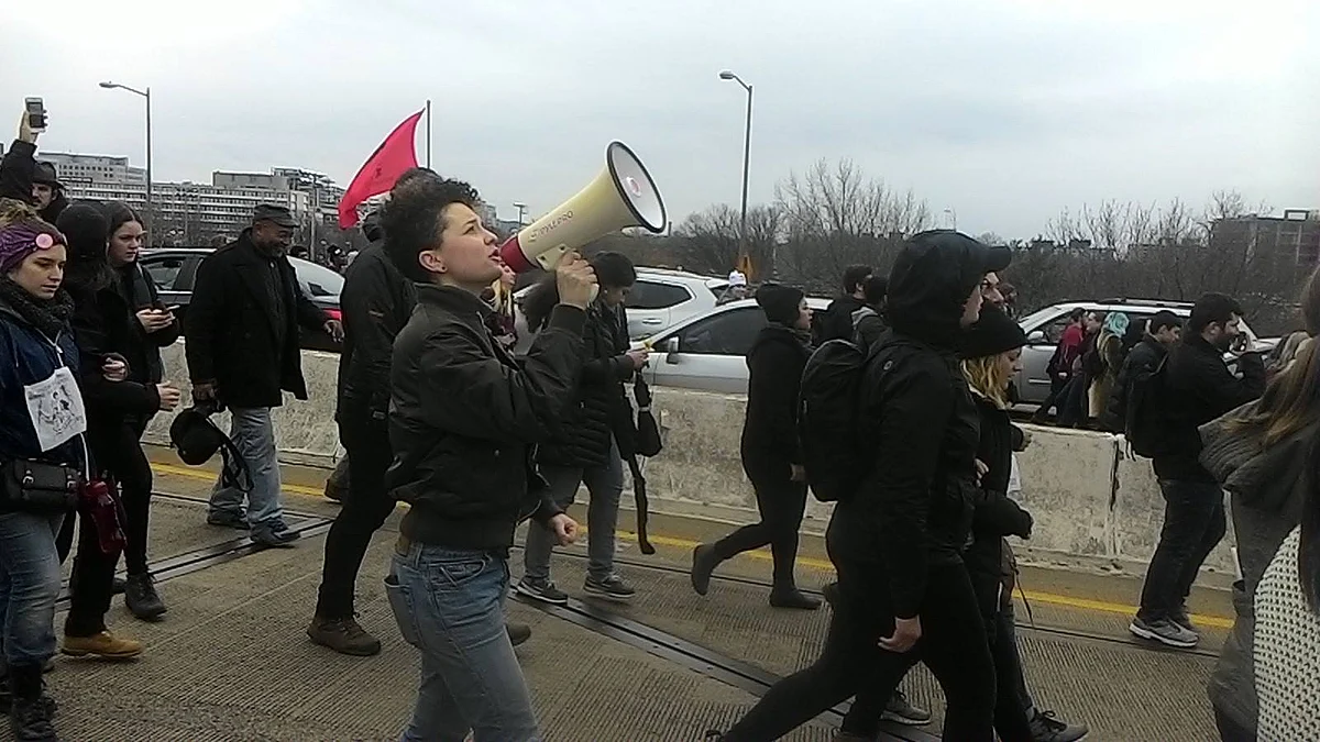 Protestors at Donald Trump’s inauguration in Washington DC in 2017