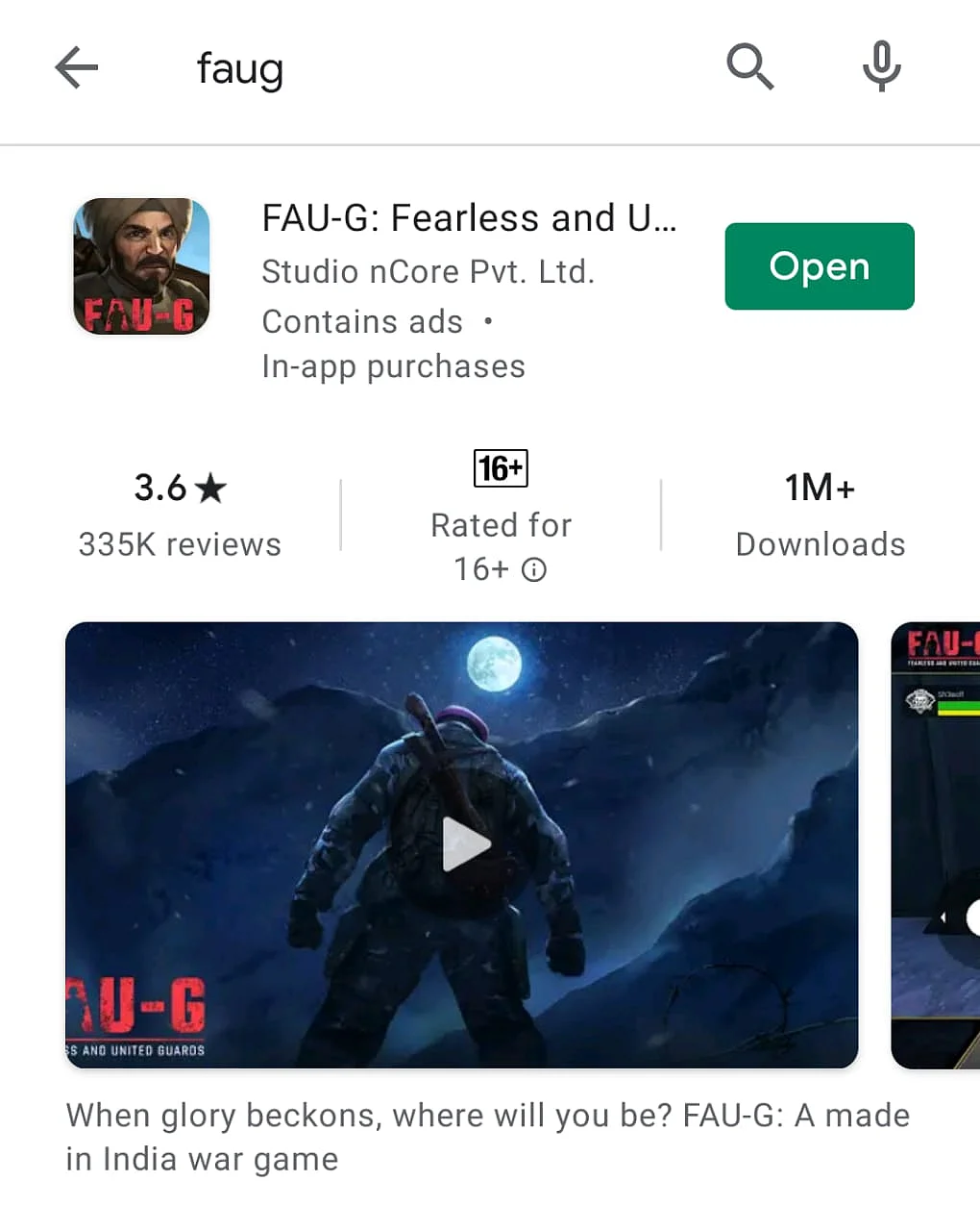 FAU-G is only available on Google play store