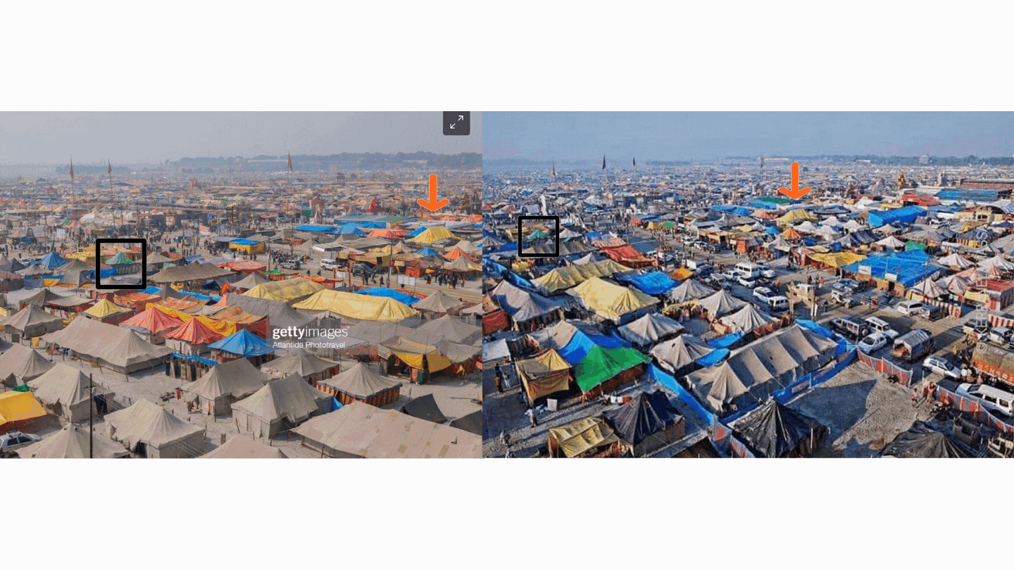 Photograph from Getty Images (L) compared with viral photo (R).