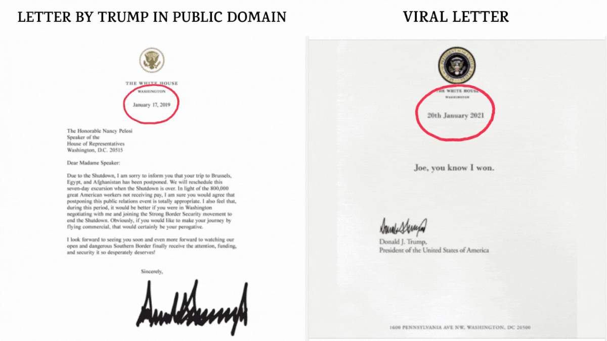 Donald Trump has left a letter for his successor Biden, but the text of that letter isn’t  in the public domain yet.
