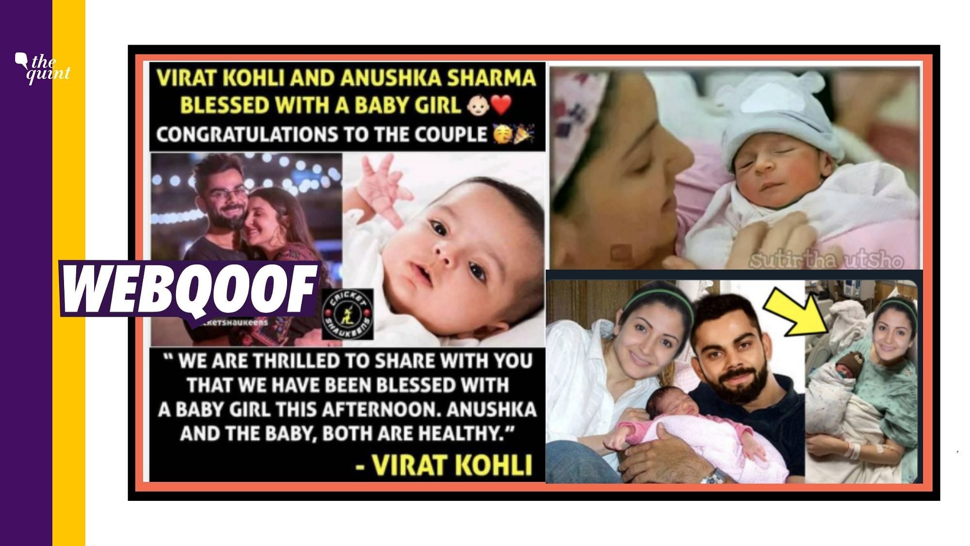 A set of images is being shared on the internet with a claim that they show Virat Kohli and Anushka Sharma’s newborn baby.