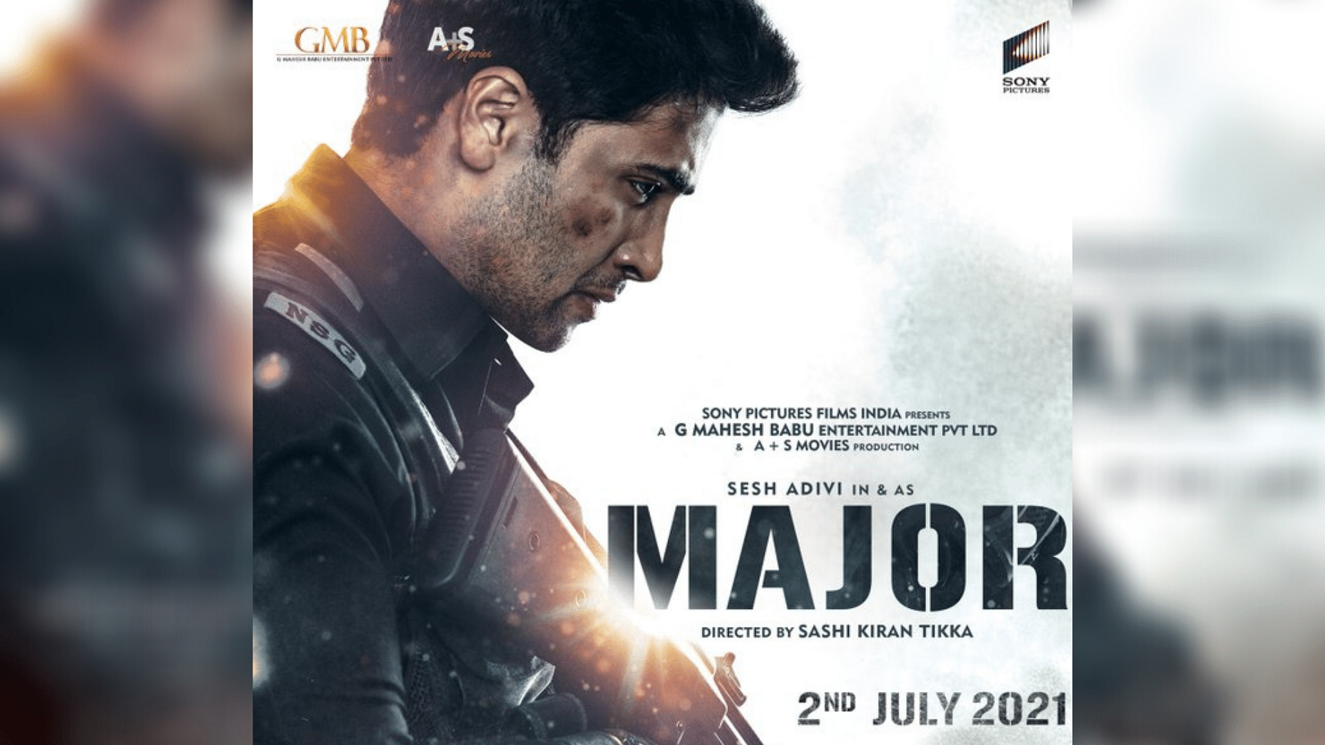 A poster for <i>Major</i> featuring Adivi Sesh as Major Sandeep Unnikrishnan.