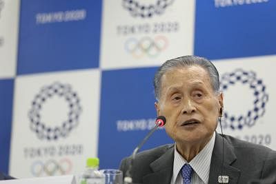 TOKYO, July 23, 2019 (Xinhua) -- Yoshiro Mori, the President of Tokyo Organising Committee of the Olympic and Paralympic Games (Tokyo 2020), attends the IOC - Tokyo 2020 joint press conference for the 10th Project Review meeting between the IOC and the Tokyo Organising Committee of the Olympic and Paralympic Games (Tokyo 2020) in Tokyo, Japan, on July 23, 2019.&nbsp;