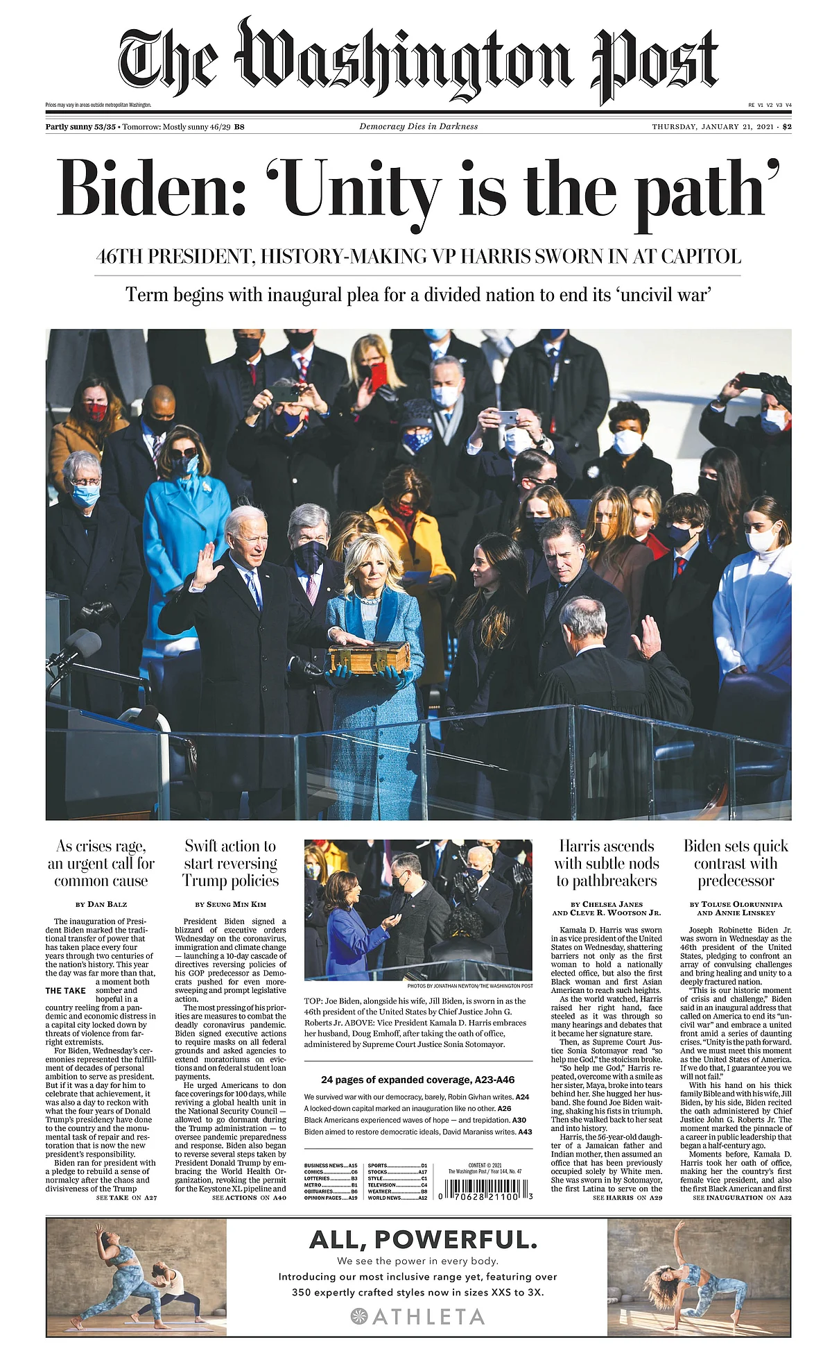 ‘Democracy Has Prevailed’: How Dailies Reported Biden Inauguration
