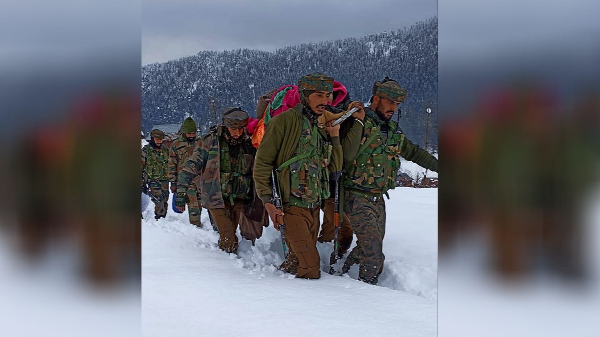 Army Troops Wade Through Kashmir Snow, Help Carry Pregnant Woman