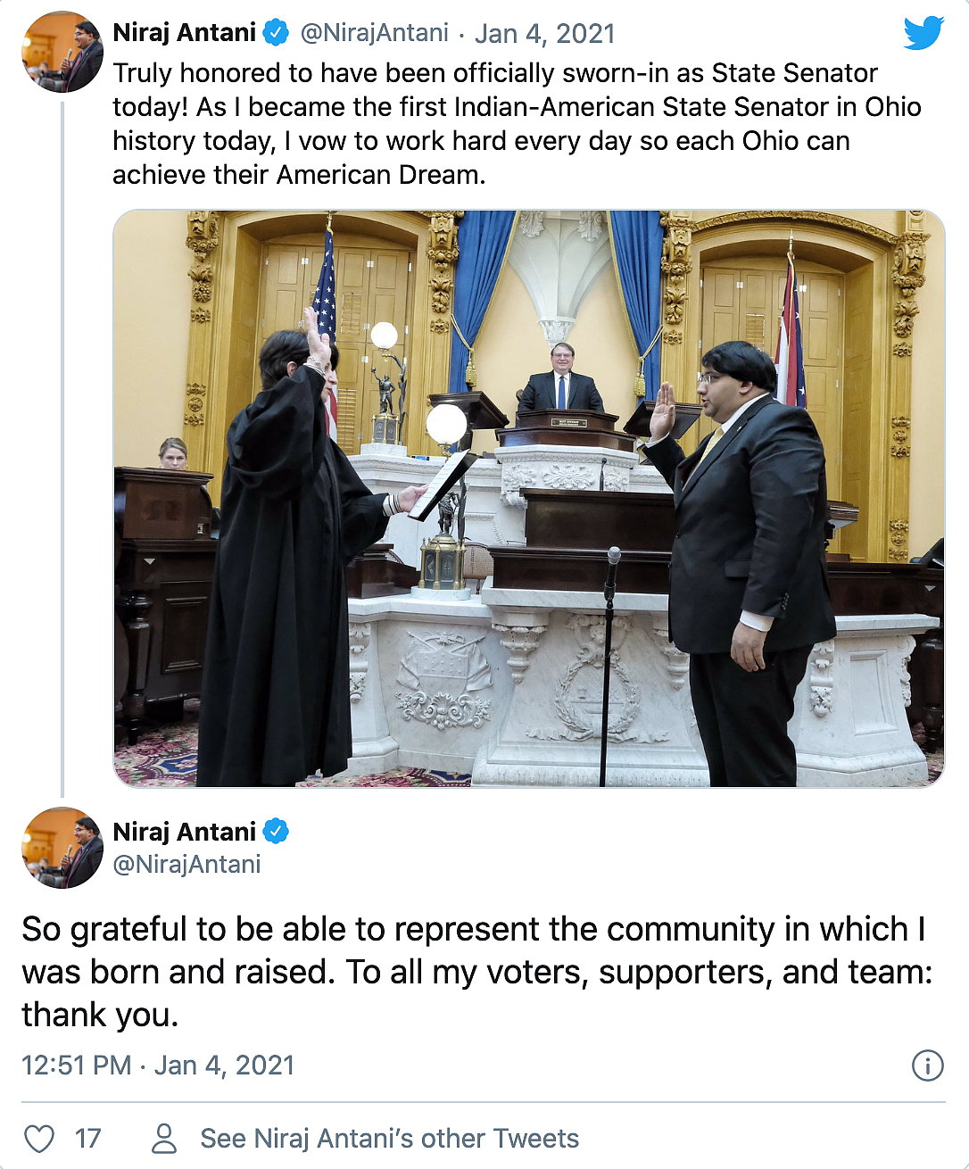 Ohio Gets Its First Indian-American Senator – Niraj Antani