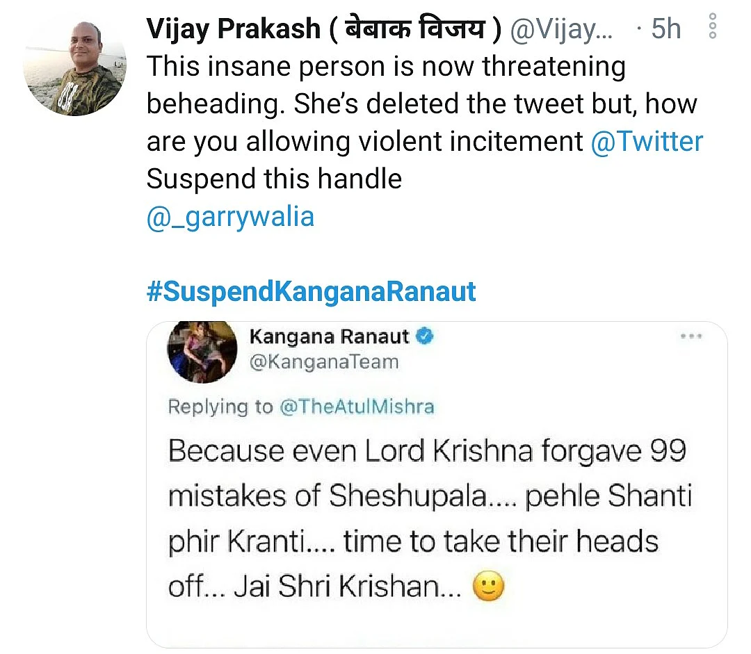 Twitterati Lobbies for Suspension of Kangana Ranaut’s Account