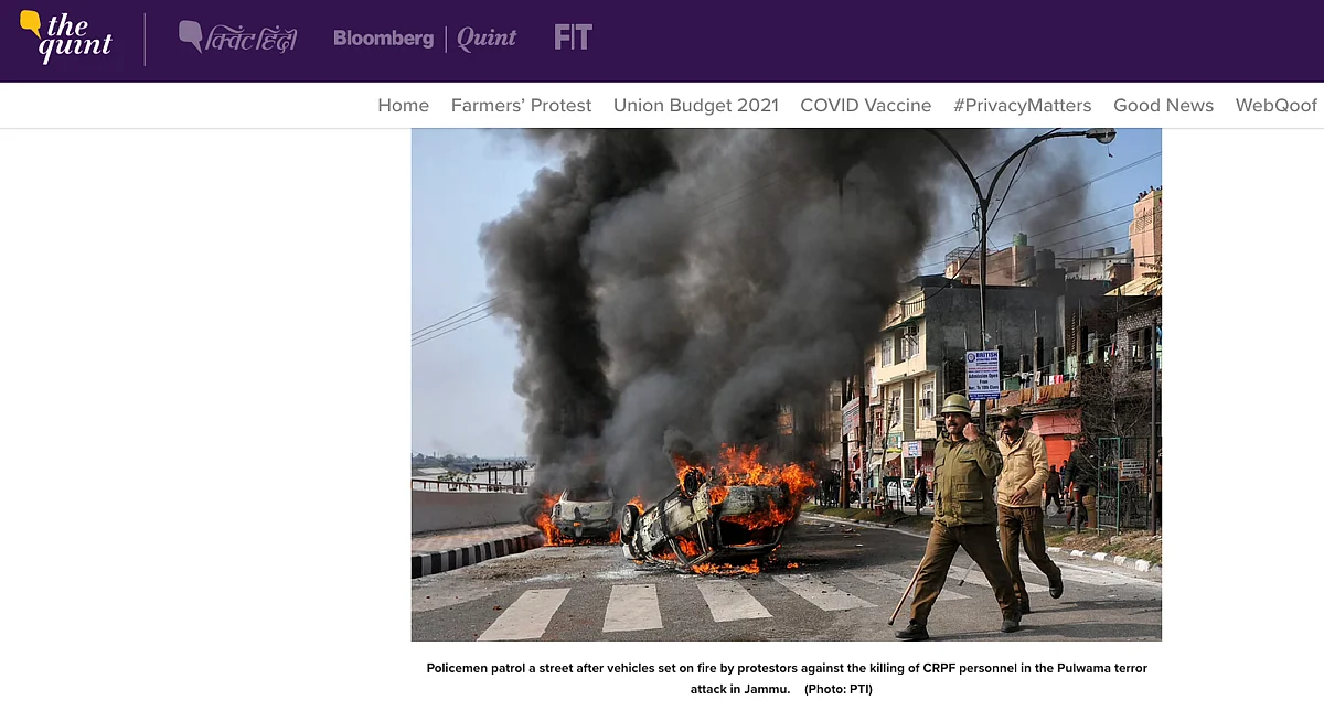 Pictures From Pulwama Attack Shared As ‘Latest Images From Delhi’