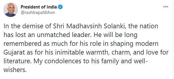 Several politicians, leaders and ministers across party lines took to Twitter to express condolences.
