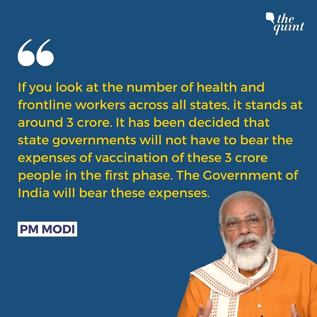 Centre to Bear Expenses for 1st Phase COVID Vaccination: PM to CMs