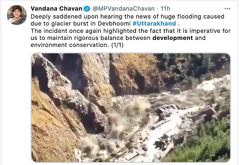 Member of Parliament (Rajya Sabha) and Nationalist Congress Party Vandana Chavan tweeted about the importance of maintaining a “balance between development and environment conservation”