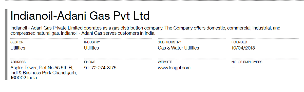 We found that Indian Oil-Adani Gas Private Ltd is a joint venture company, which was incorporated in 2013.