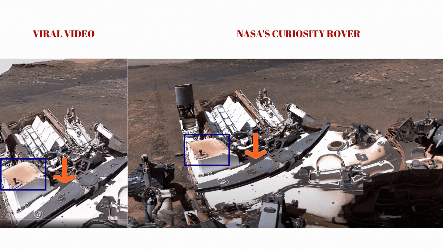 Left: Viral video. Right: NASA’s Curiosity rover.