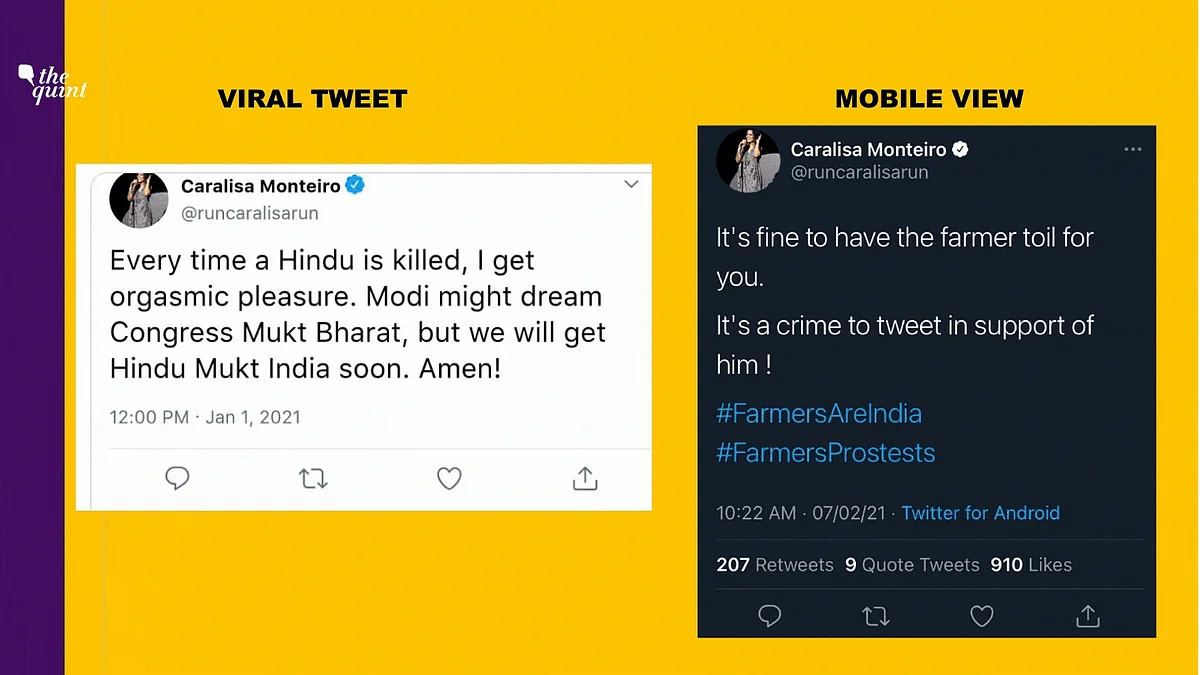 Comparison of the viral tweet with original tweet in the mobile view. 