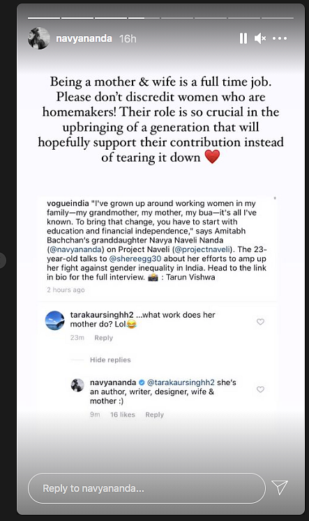 Amitabh Bachchan's Granddaughter Navya Naveli Shuts Down Troll