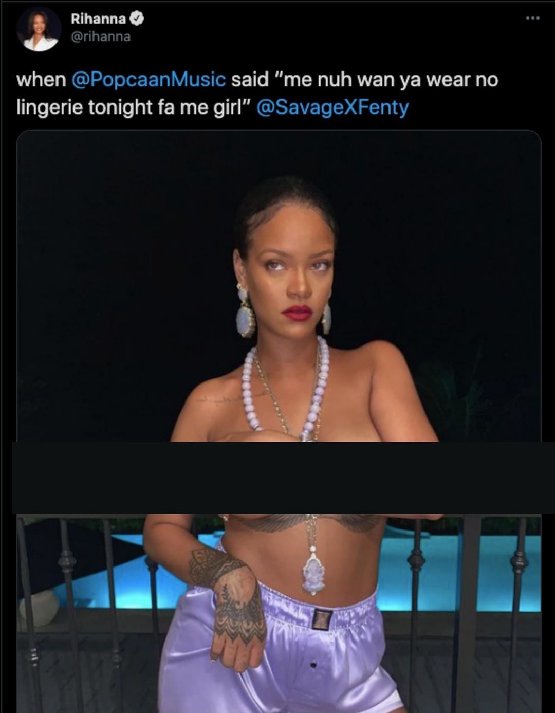 The shoot was for her lingerie brand Savage X Fenty.
