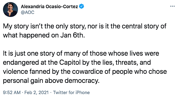 Alexandria Ocasio-Cortez talks about her trauma through the US Capitol insurrection.