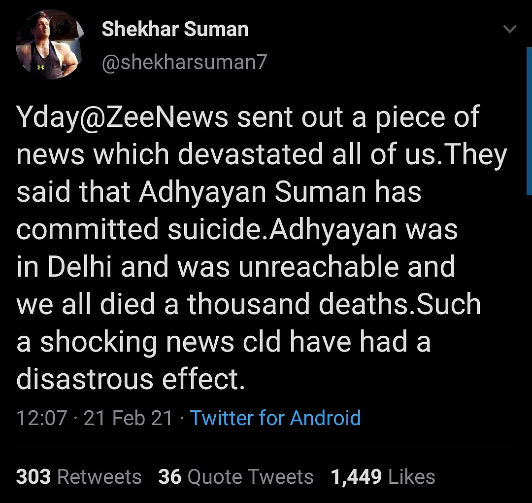 Will Take Action: Shekhar Suman on False News of Son's Suicide