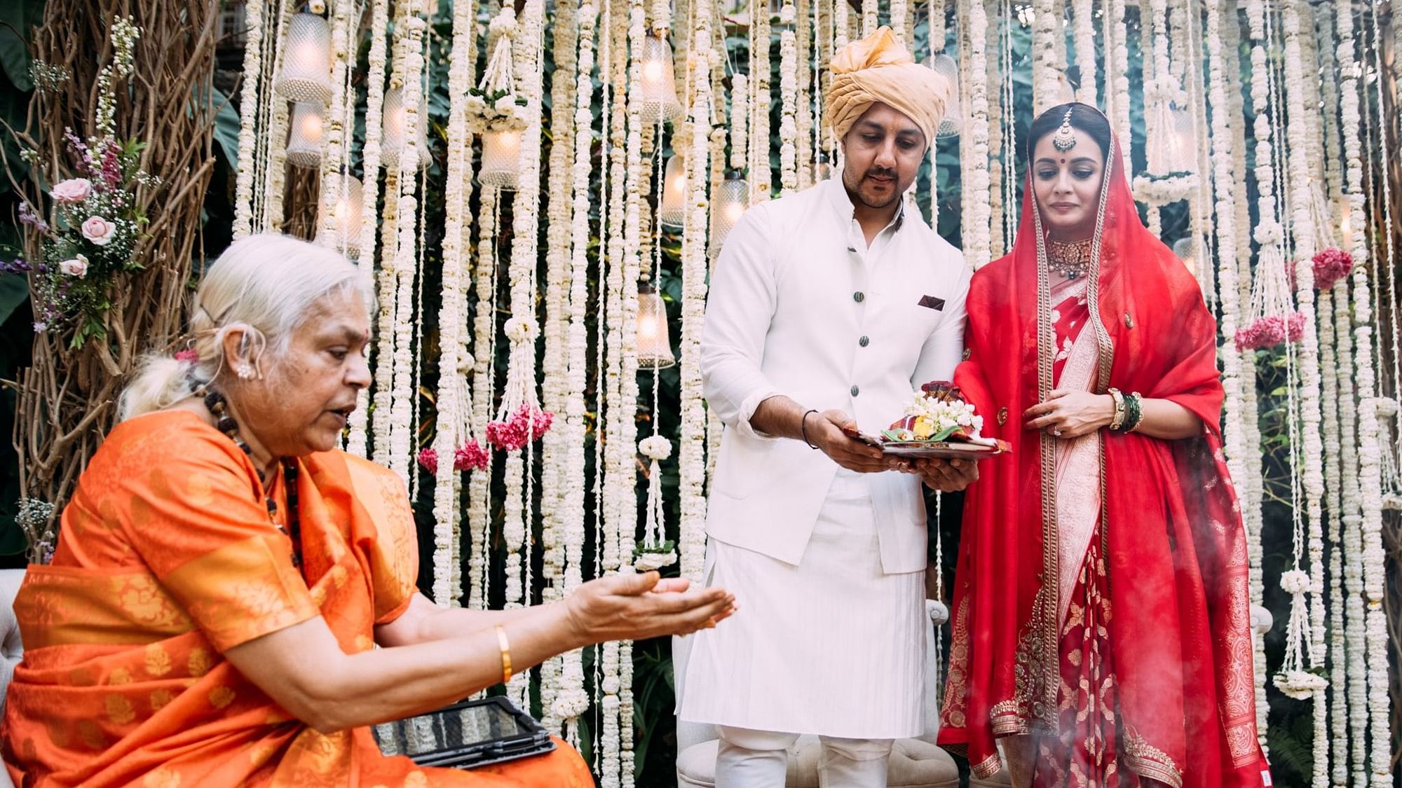 <p>Dia Mirza's wedding being performed by a priestess.</p>