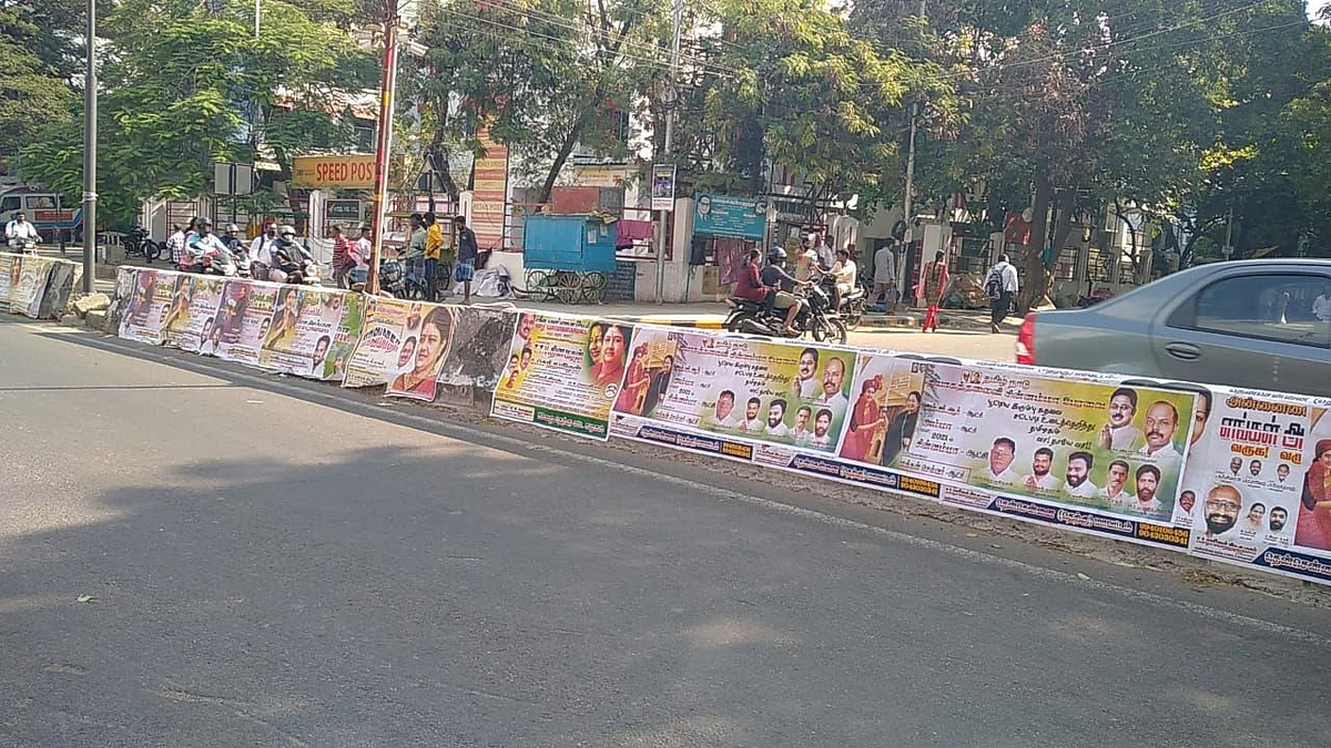 Posters of Sasikala with Jayalalithaa has been spotted in medians and walls in Chennai.