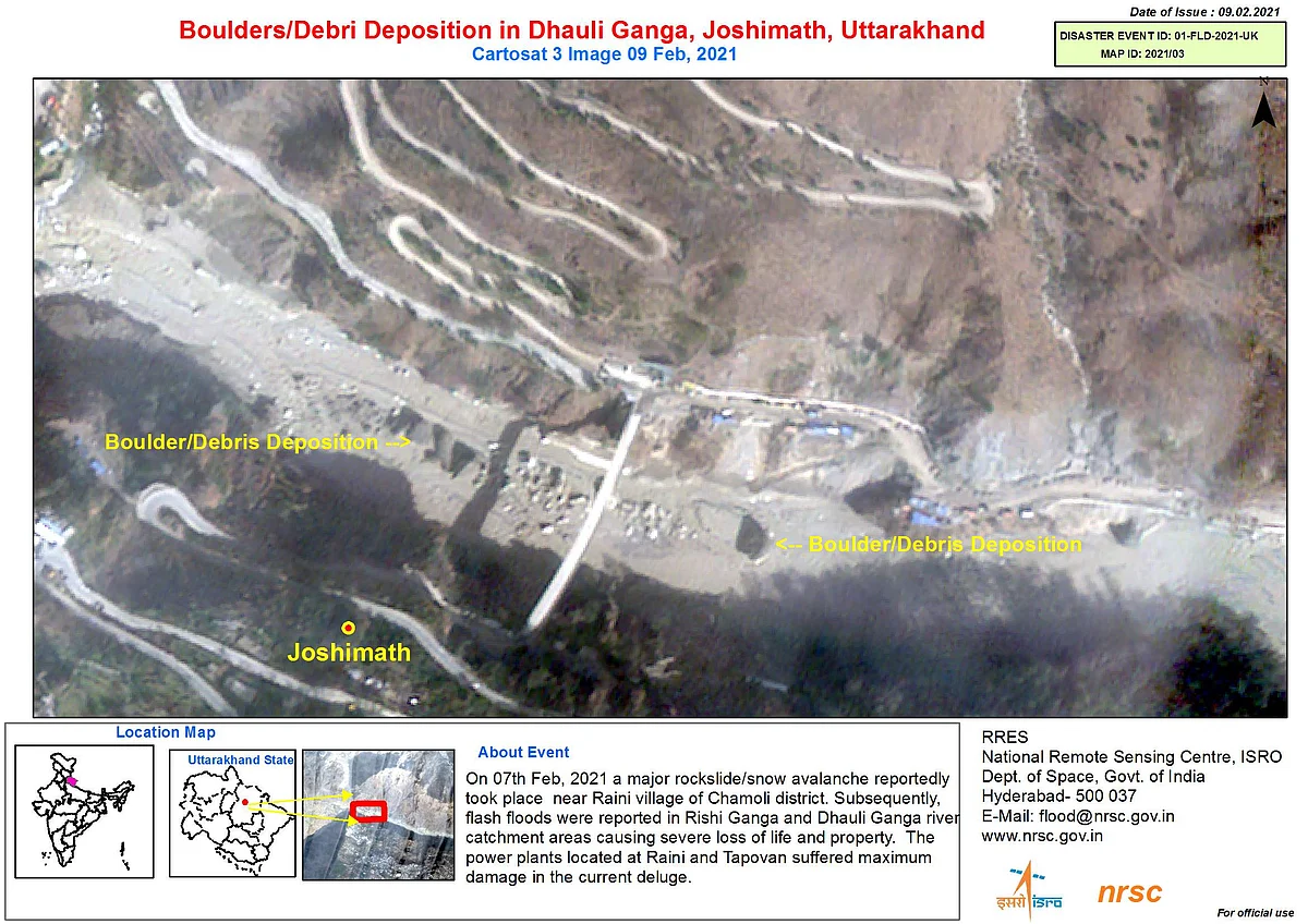 Image showing the debris deposition at Dhauli Ganga