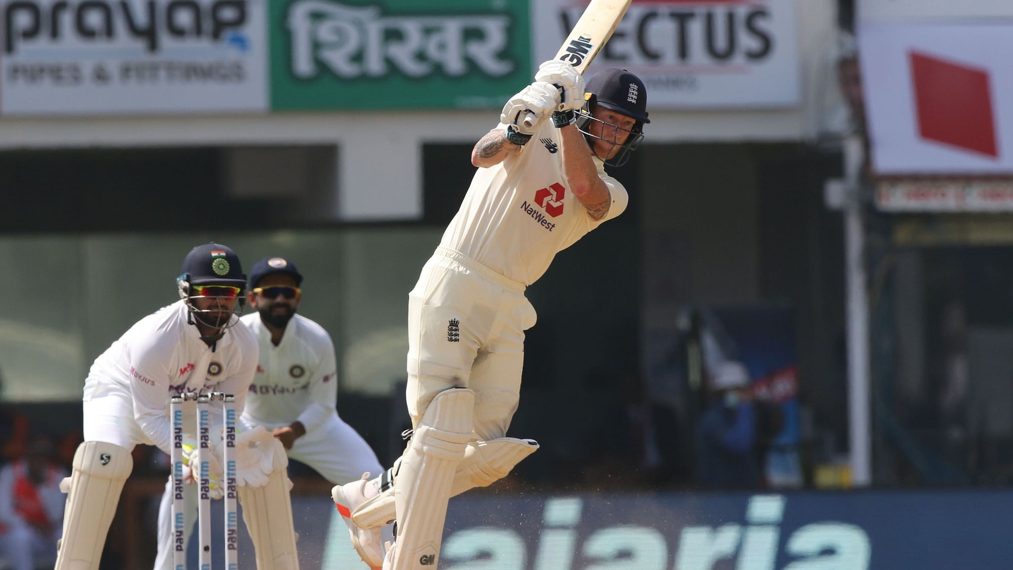 Ben Stokes batting in the Chennai Test.&nbsp;