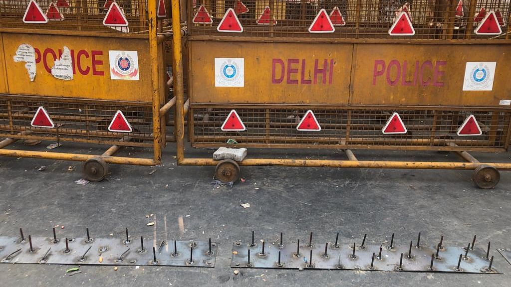 Police Fortify Delhi Borders Using Iron Spikes, Nails, Barbed Wire