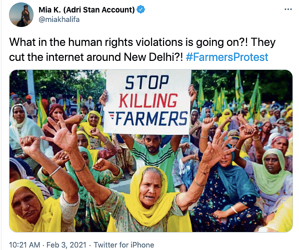 Here are some of the tweets by international celebrities, in support of farmers in India.