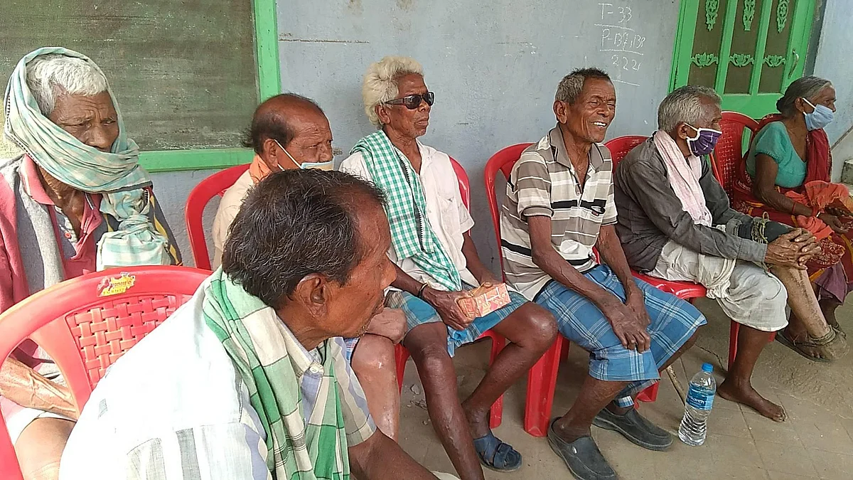 Patients outside the clinic. 