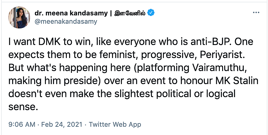 DMK Criticised for Inviting #MeToo Accused Vairamuthu to Event
