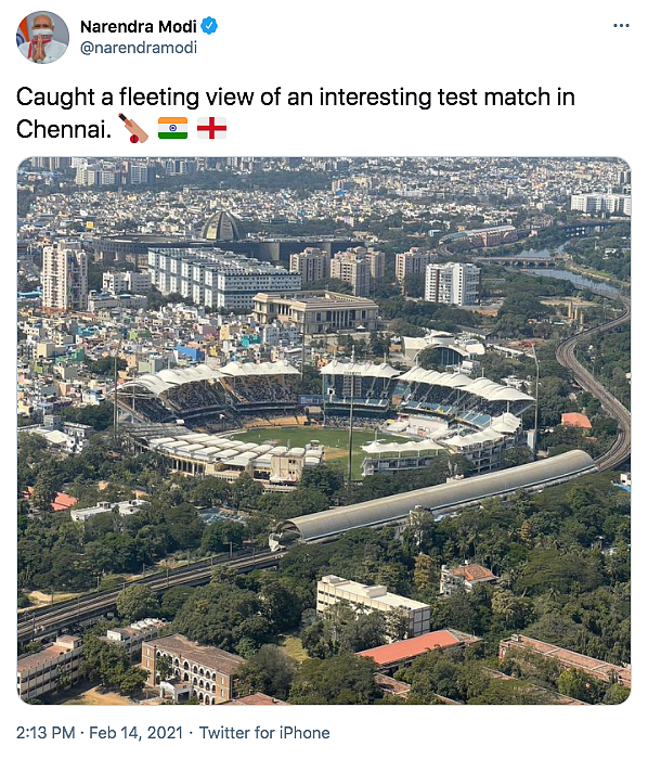 PM Modi Catches Fleeting View of ‘Interesting’ Ind-England Test