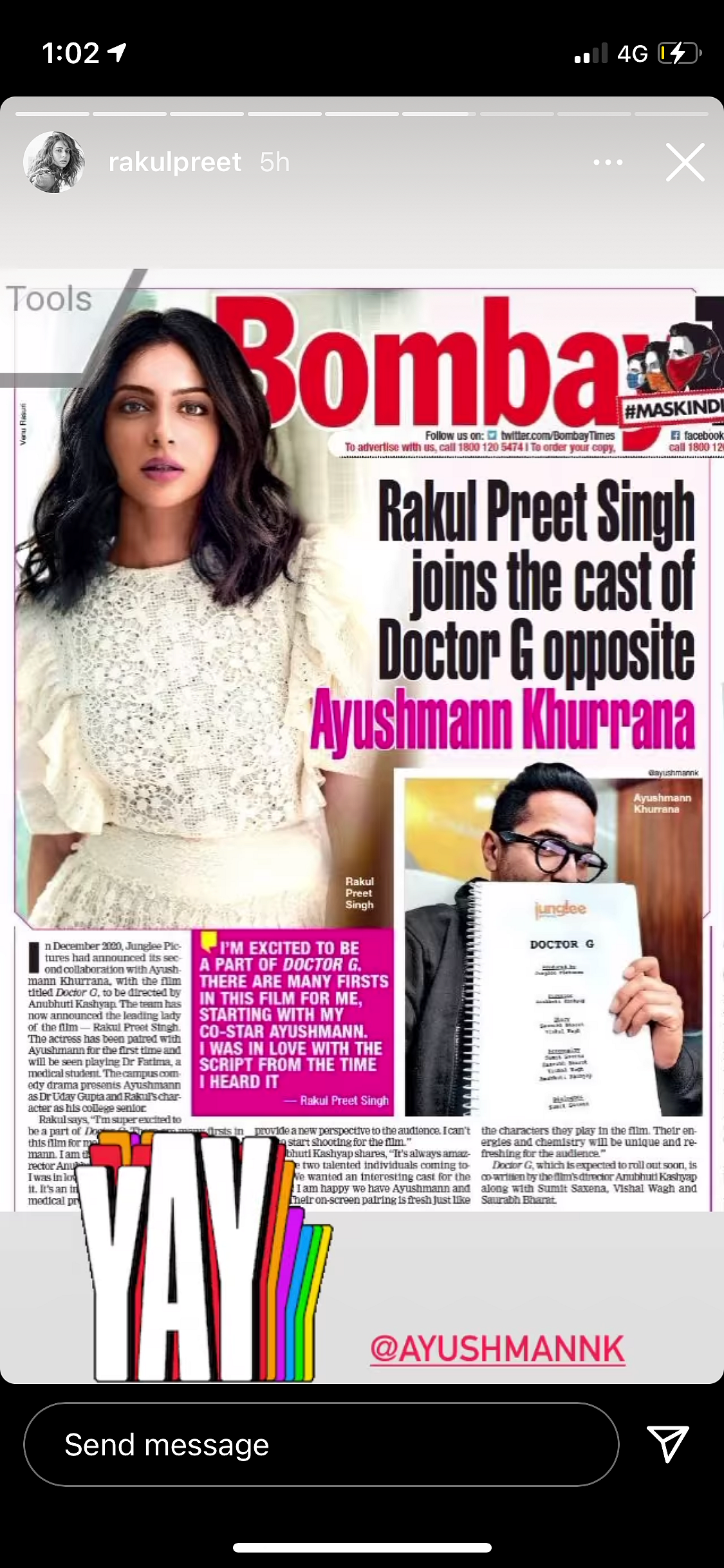 Rakul Preet Singh to Star Opposite Ayushmann in 'Doctor G'