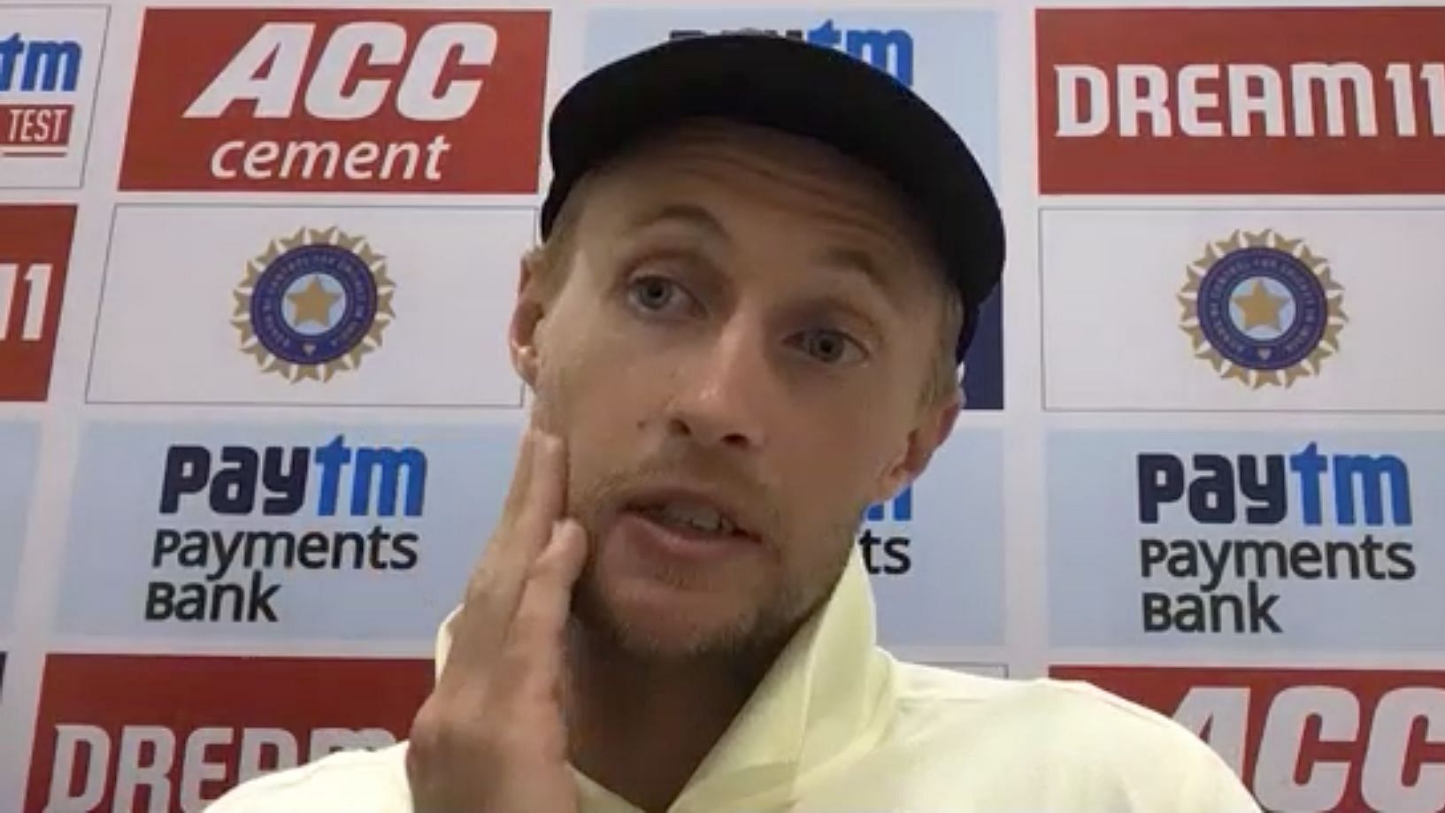 Joe Root answers questions on the Motera pitch after England’s 10 wicket loss to India in the third Test.