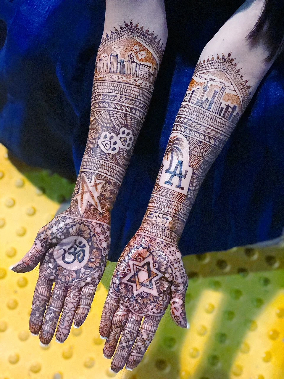 Henna capturing the coming together of a Hindu bride and Jewish groom. 