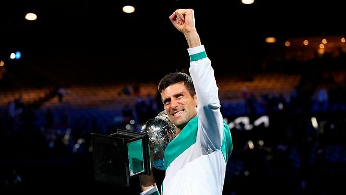 Novak Djokovic celebrates his 9th Australian Open title.&nbsp;