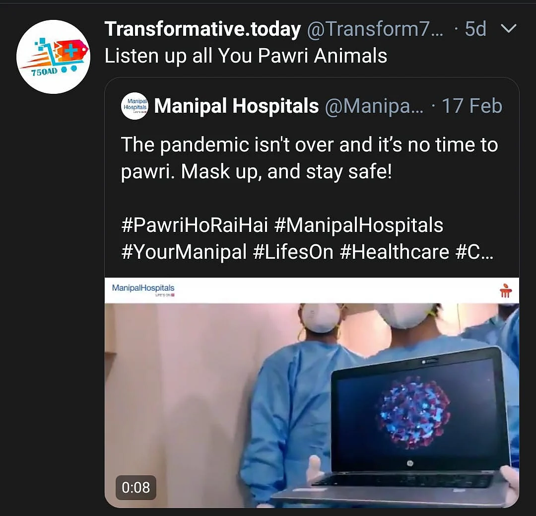 Manipal Hospital Doctors Share 'Pawri' Video, But With a Message