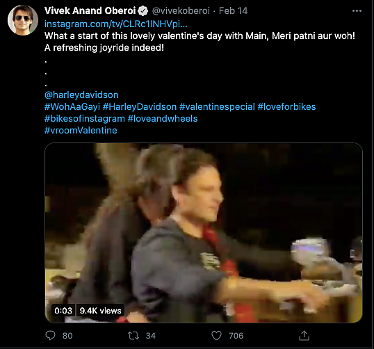 Vivek Oberoi’s Twitter post. 