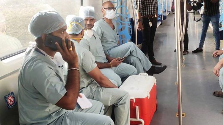 In a novel initiative, an exclusive passenger train of the Hyderabad Metro helped rush a heart for a transplant from Kamineni Hospital in LB Nagar to Apollo Hospitals in Jubilee Hills