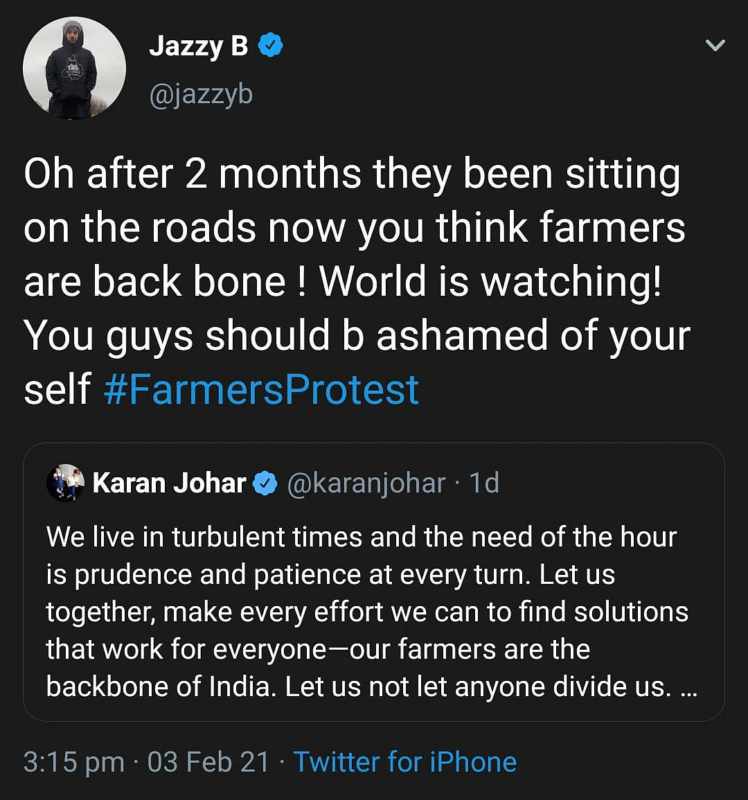 Farmers' Protest: Jazzy B Calls Out Celebrities Backing Govt
