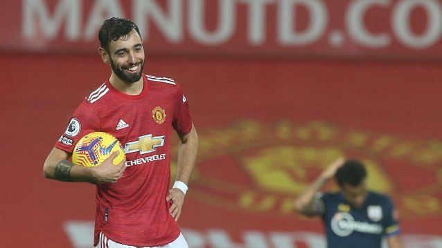 Bruno Fernandes is all smiles after Man United won 9-0 against Southampton.&nbsp;