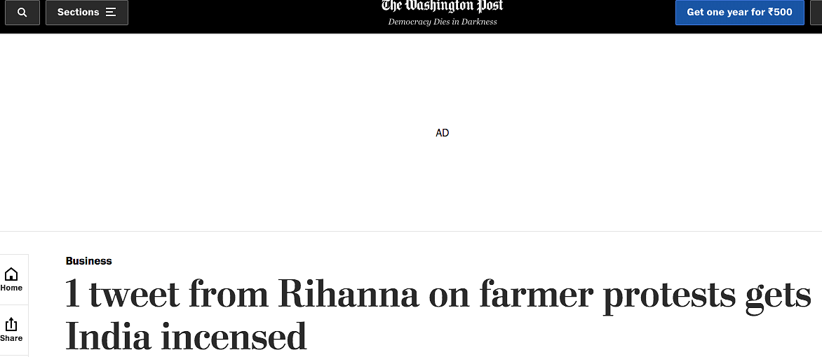 As the government put out a statement to counter Rihanna, the whole issue found mention on international media.