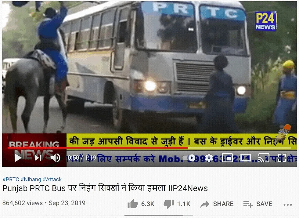 Old Video of Nihang Sikhs Attacking Bus Revived Amid Farm Protests