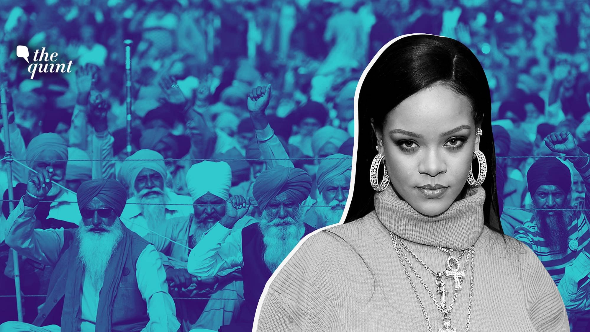 Image of Rihanna and farmers’ protests used for representational purposes.
