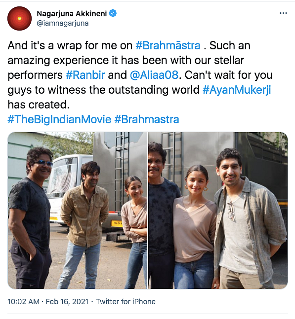 Nagarjuna Wraps 'Brahmastra' Shoot; Shares Pics With Ranbir, Alia