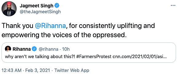 Here are some of the tweets by international celebrities, in support of farmers in India.