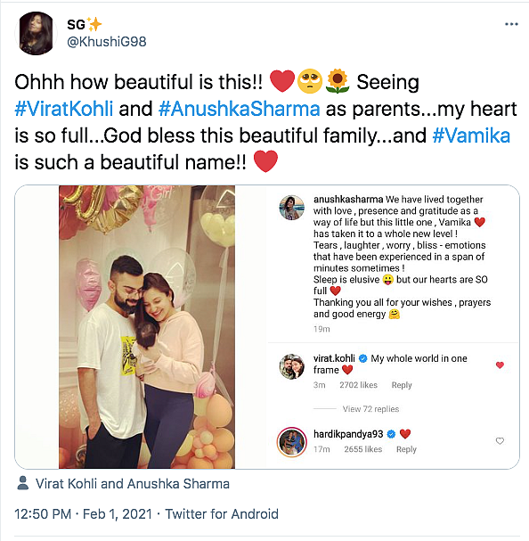 This is What Anushka & Virat's Daughter's Name Means