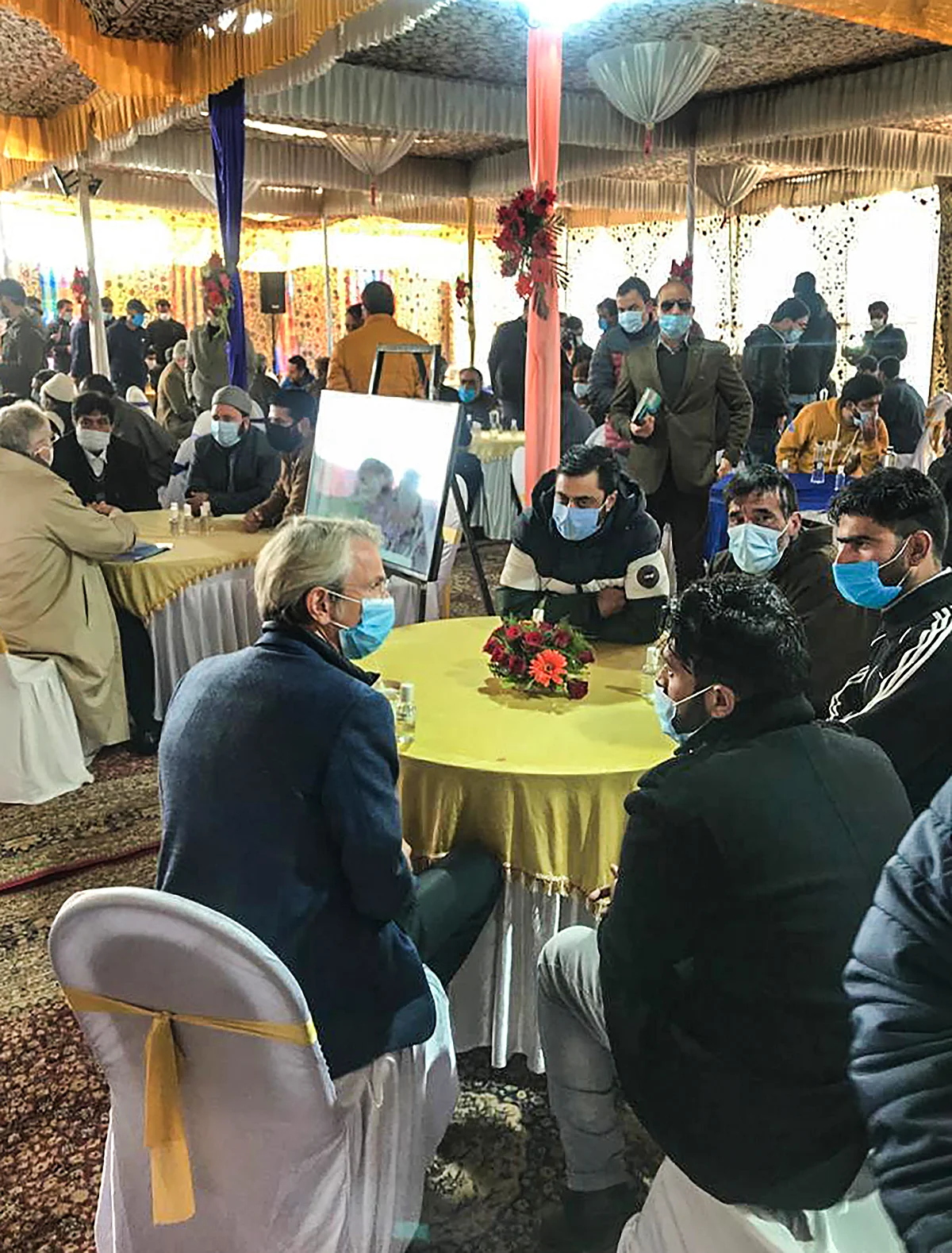 Foreign envoys interact with Budgam: Panchayat representatives at Magam block.