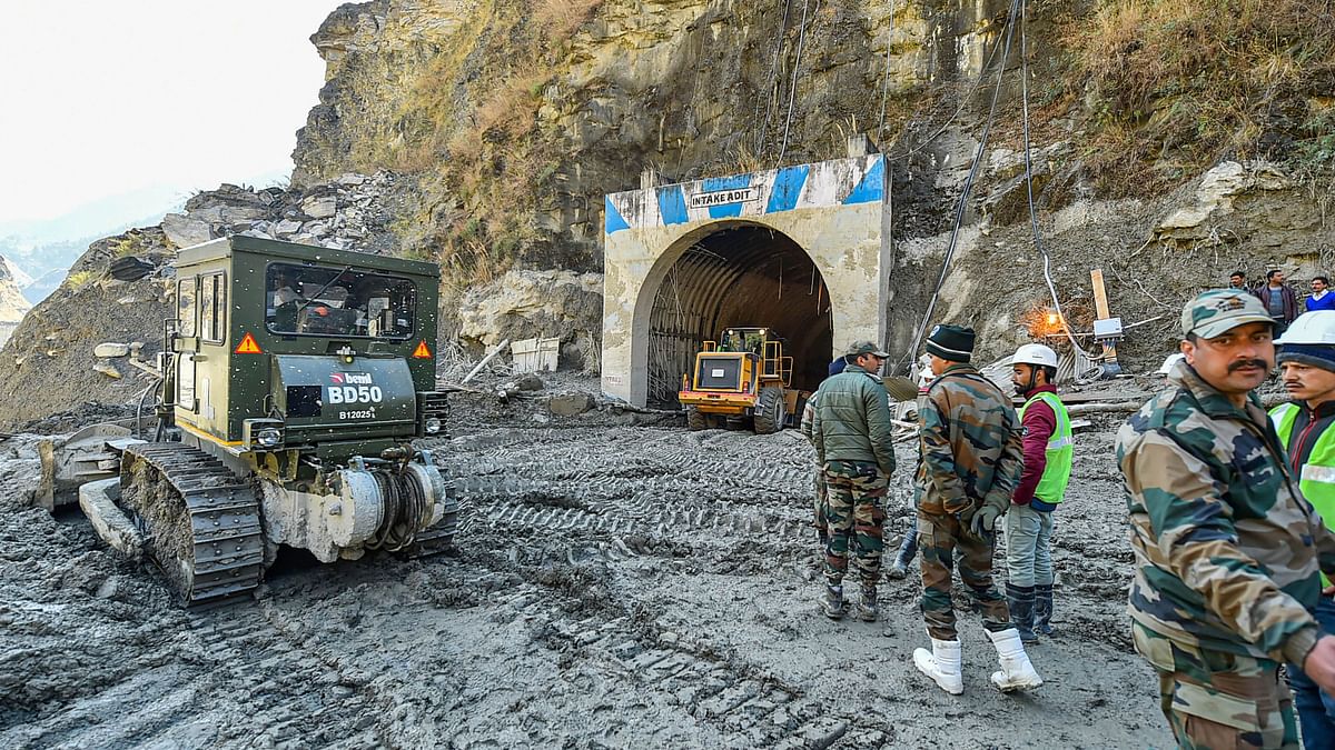 Rescue operations continue at Tapovan Tunnel, following Sunday’s glacier burst in Joshimath causing a massive flood in the Dhauli Ganga river, in Chamoli district of Uttarakhand.
