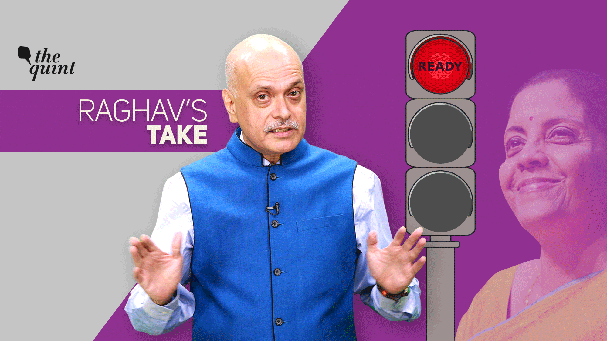 Image of The Quint’s Co-Founder &amp; Editor Raghav Bahl, and Finance Minister Nirmala Sitharaman (R) used for representational purposes.